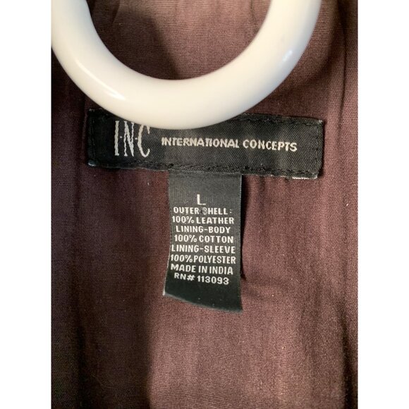 I.N.C. International Concepts Mens Large Distress Leather Jacket  Zip Pockets - Picture 4 of 7